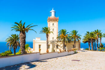 Beautiful Lighthouse of Cap Spartel close to Tanger city and Gibraltar, Morocco in Africa